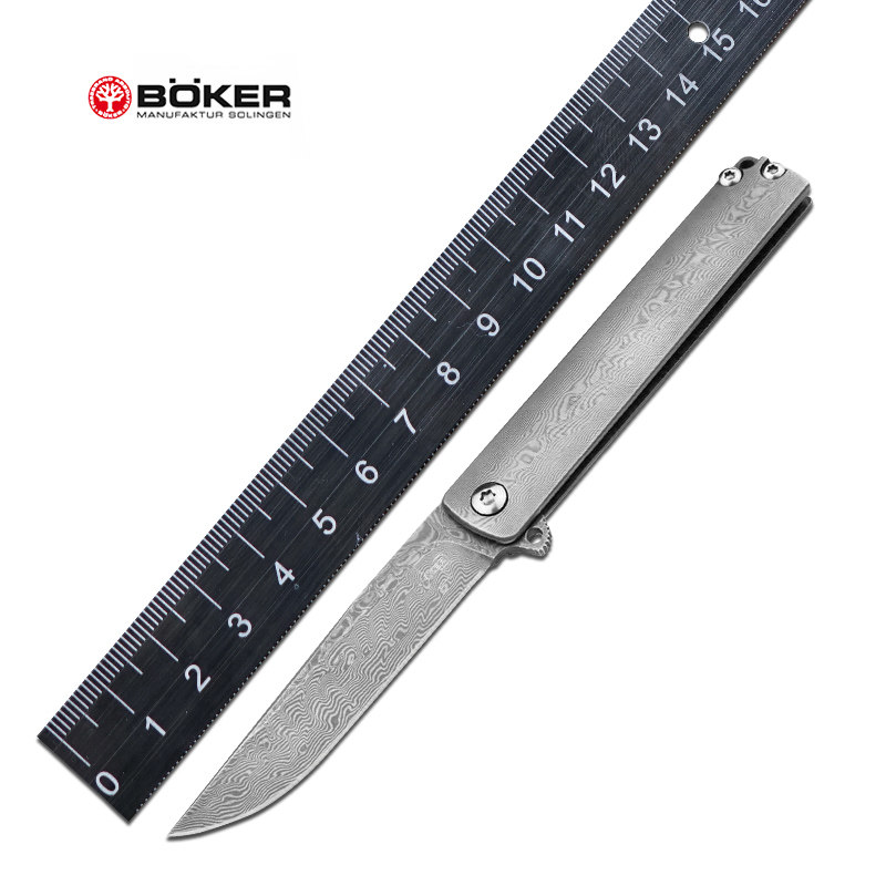 德国进口博克boker高端一体手锻大马士革钢折叠刀便携锋利口袋刀