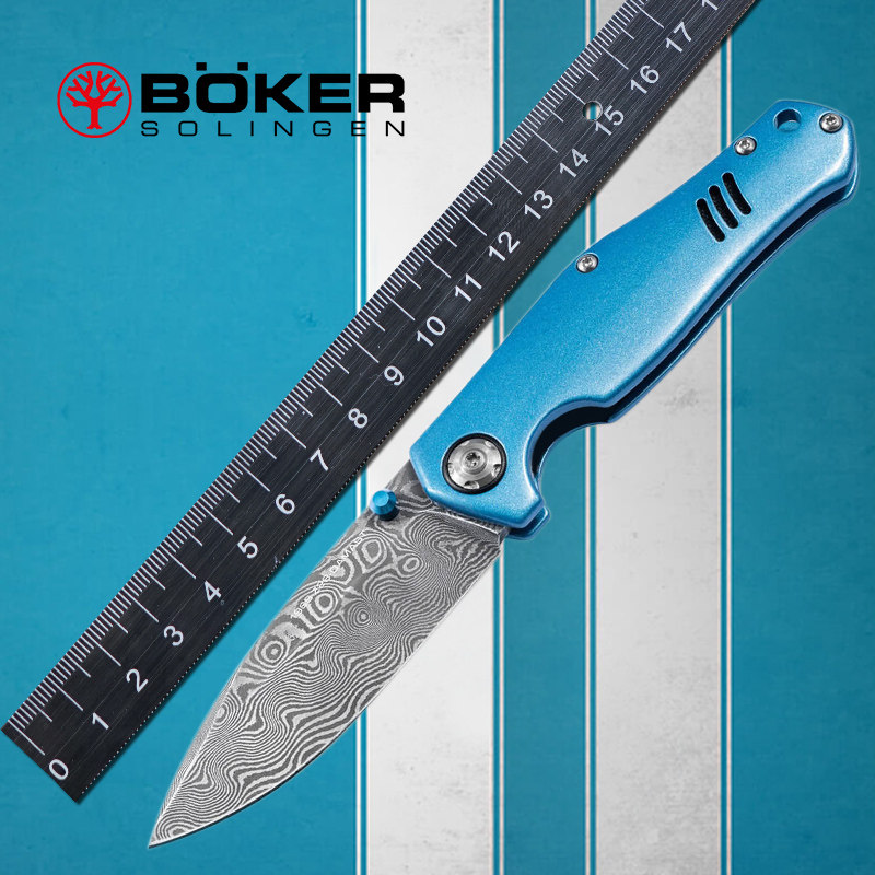 德国进口boker博克户外小折刀口袋刀高端大马士革钢刀科迈罗z28
