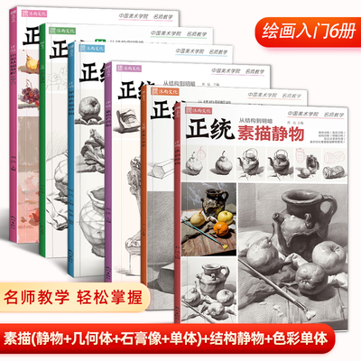 正统素描单体静物几何体结构石膏像色彩基础教程套装  零基础入门石膏几何体临摹范本单体组合高中初学新手照片对画高考联考教材书