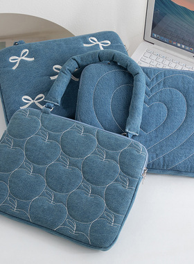 牛仔刺绣手提电脑包笔记本ipad内胆收纳包13寸 15寸手提苹果macbo