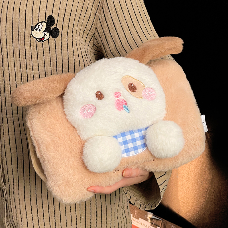 呆呆小狗热水袋可爱毛绒暖水袋