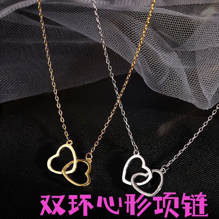 双环心形项链简约项链女设计感