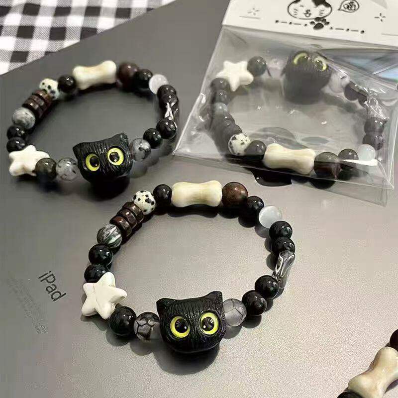 呆萌小黑猫手链古风手串