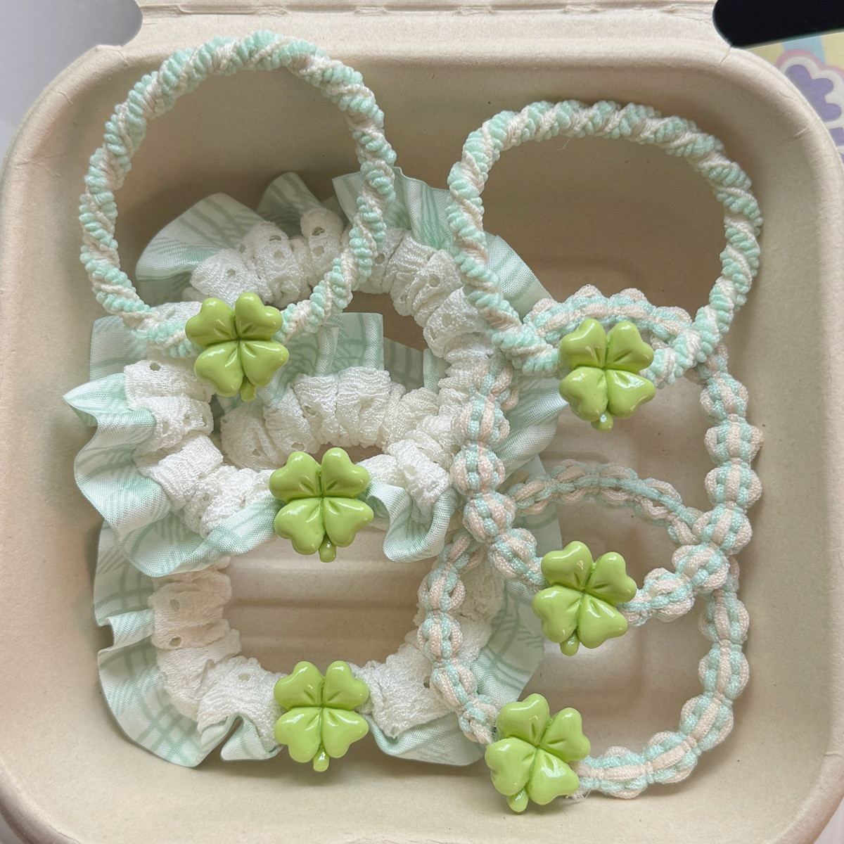 清新幸运四叶草发圈发饰