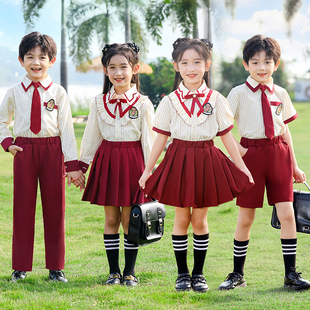 儿童朗诵大合唱团演出中小学生校服园服套装马甲毕业照英伦风班服