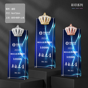 保险机构春节客户答谢会战略合作伙伴水晶奖杯定制开年礼授牌荣誉