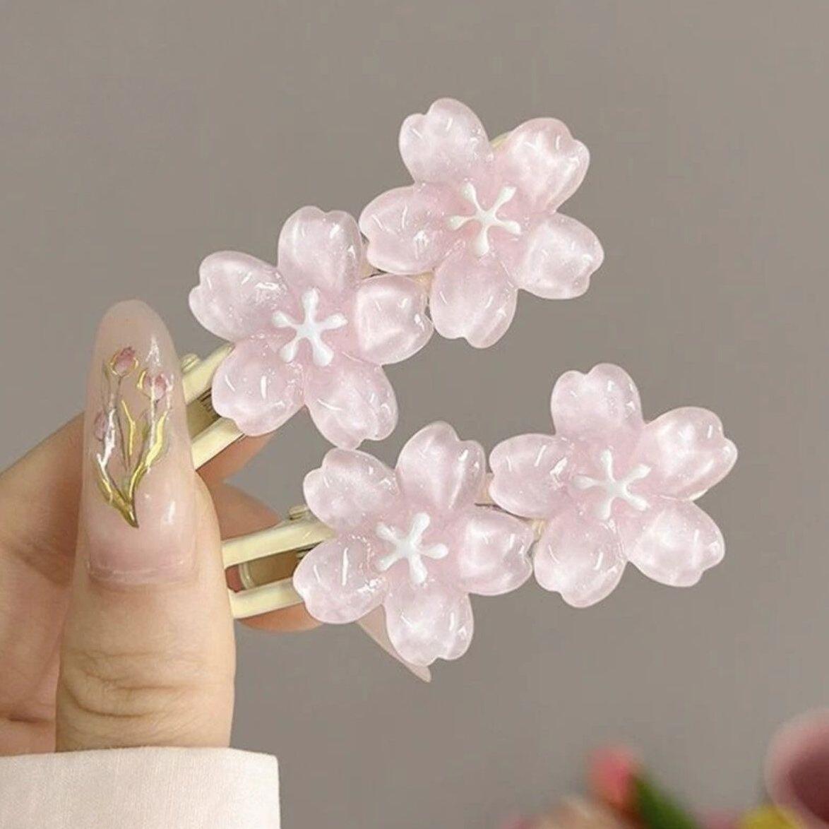 浪漫粉色樱花发夹少女甜美发饰