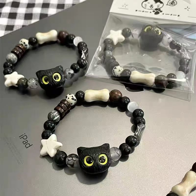 呆萌小黑猫手链古风手串