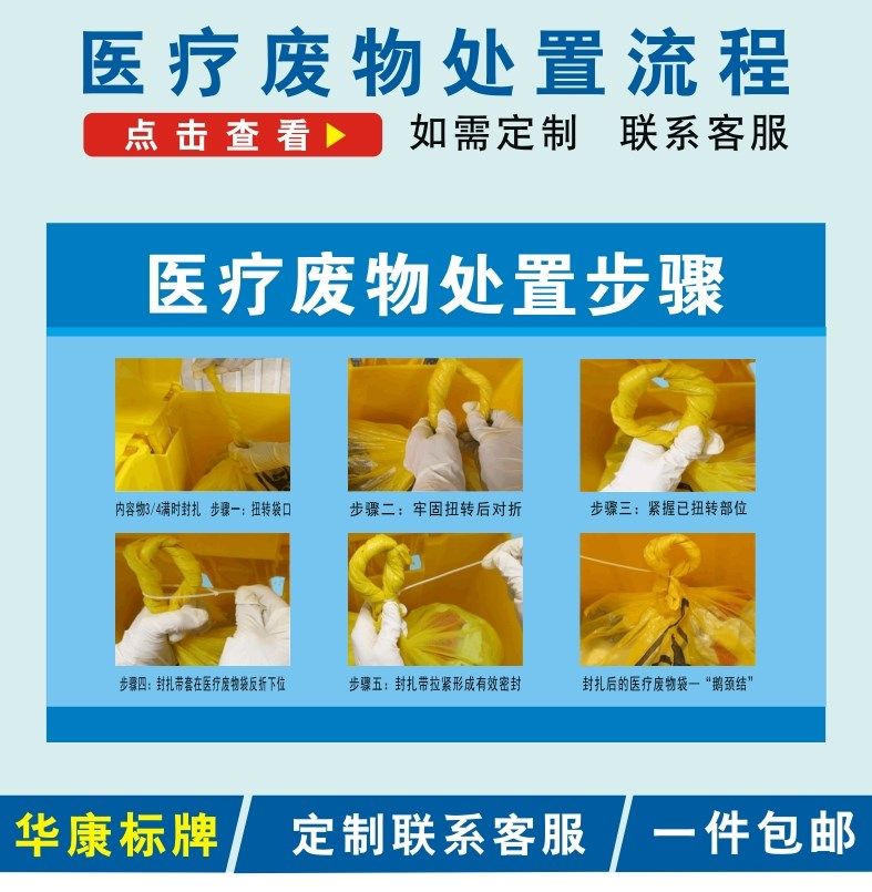 医疗废物处置步骤流程图 医疗垃圾分类贴废物暂存处间处禁止吸烟