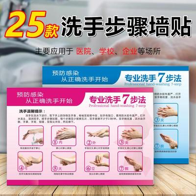 七步标准洗手法医院学校幼儿园温馨提示预防感染从正确清洁手部开始管理规范宣传标语海报警示提示标识标志牌
