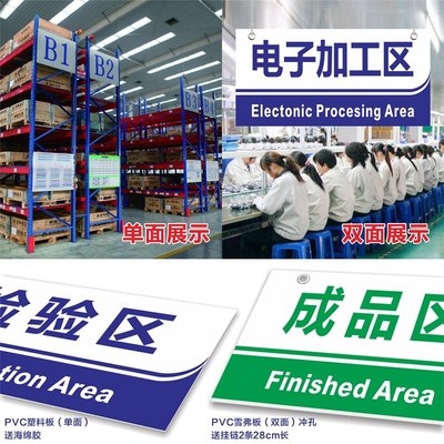 工厂生产车间分区标识牌生产A线区域划分指示牌仓库吊牌挂牌区间分类标示牌科室牌牌成品不良品合格区定制