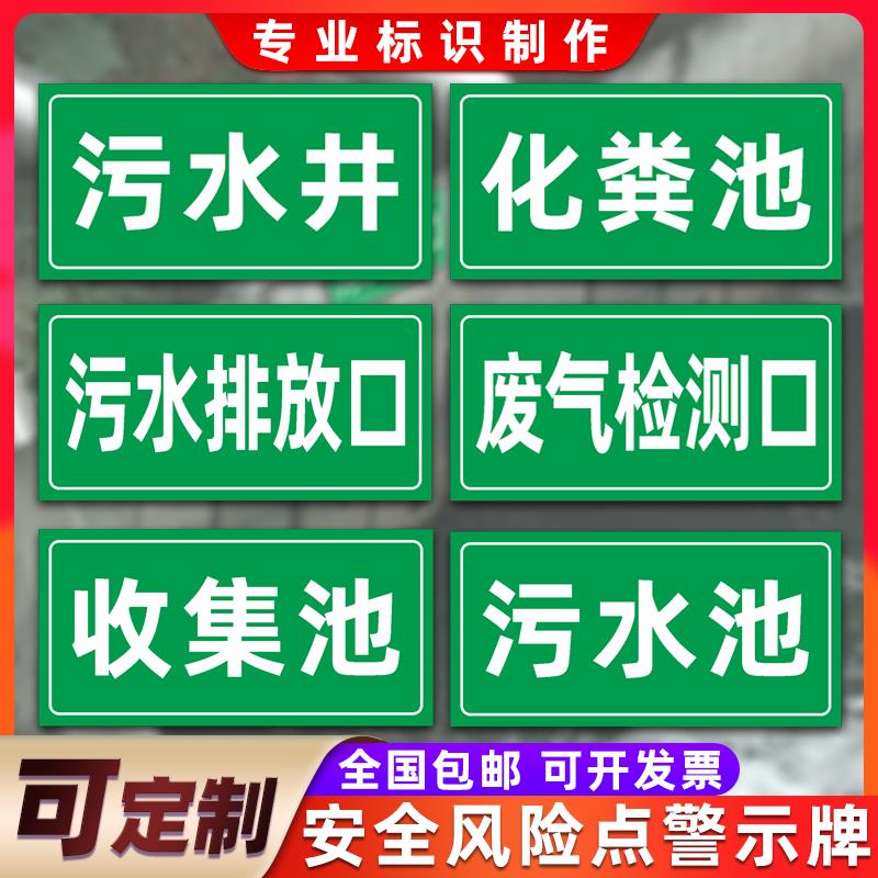 污水排放口废气检测口采样口化粪池事故废气排放口应急池污水井收集池标识牌定制