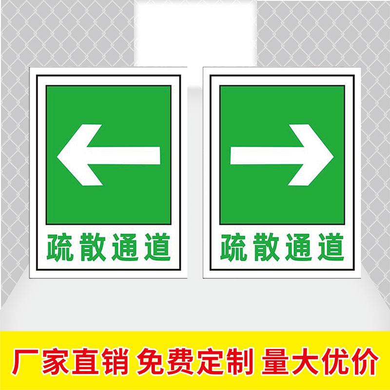疏散通道标识牌安全路线向左向右标示牌消防通道方向指示警示警告标志牌应急逃生出口安全提示牌