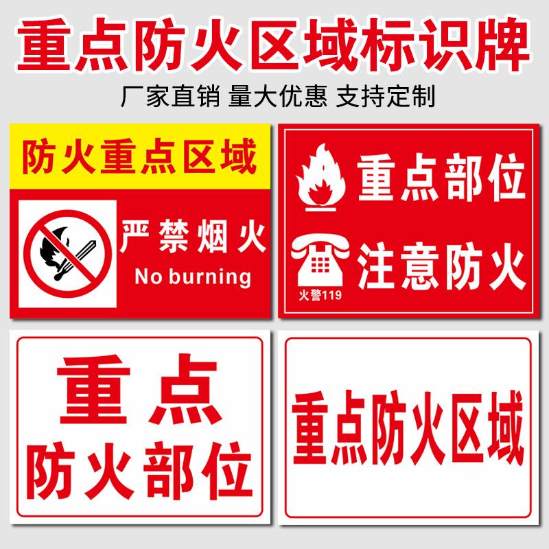 消防安全重点部位注意防火标识牌防火重点区域严禁烟火易燃物禁止吸烟消防泵房标志贴注意安全警示指示牌墙贴