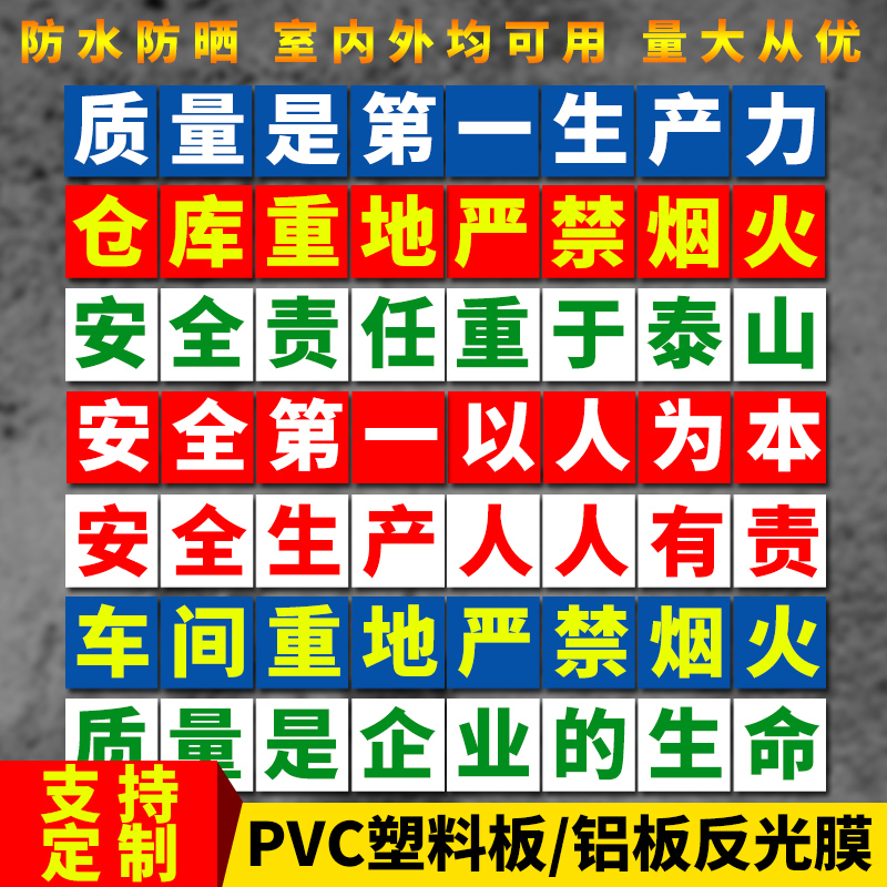 企业警示工地消防宣传口号文化工厂提示建筑横幅学校车间安全标志质量生产大字标语人人有责标识牌施工定制