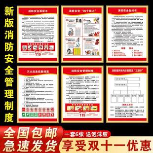 新版公共场所消防安全管理制度通用四个能力三提示消防应急预案告知承诺书警示牌上墙制度贴纸标识宾馆学校
