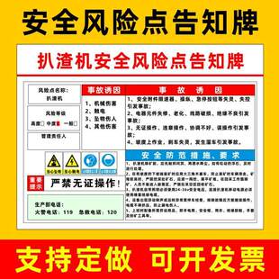 扒渣机安全风险点告知牌锅炉房仓库危险品配电房喷漆房工厂叉车行车起重机安全风险点告知卡安全警示牌标志牌