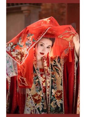 出租遇囍来汉服婚服女中国风明制传统婚礼新娘结婚凤冠霞帔红盖头