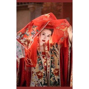 出租遇囍来汉服婚服女中国风明制传统婚礼新娘结婚凤冠霞帔红盖头