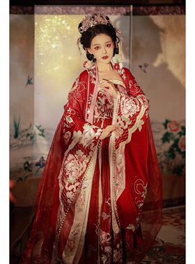 出租清欢纪汉服女凤求凰重工刺绣唐风婚服诃子裙新娘晨袍敬酒礼服