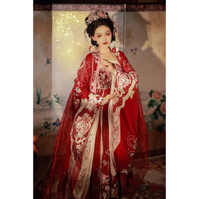 出租清欢纪汉服女凤求凰重工刺绣唐风婚服诃子裙新娘晨袍敬酒礼服