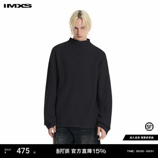2025新款 IMXS半高领华夫格纯棉长袖 男女秋季 宽松日系慵懒针织衫 衫