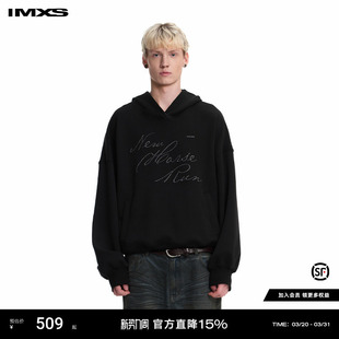 字母刺绣连帽卫衣情侣连帽外套2025年春季 IMXS Run Horse New