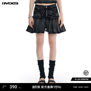 小众设计感百搭复古辣妹牛仔短裙2025年夏季 IMXS打褶美式 水洗裙裤
