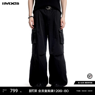 伞兵裤 IMXS显瘦宽松层次褶皱户外裤 机能感尼龙长裤 裤 多口袋工装