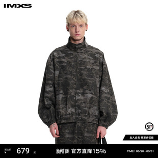 IMXS主题印花夹克迷彩美式 复古宽松棉服百搭上衣外套2025年春季