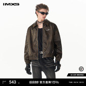 复古做旧手工擦色pu皮夹克机车翻领皮衣外套 美式 IMXS 明星同款