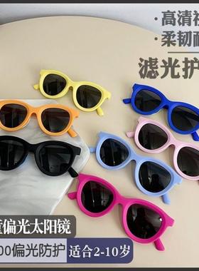 韩版纯色宝宝软硅胶防晒墨镜儿童太阳镜夏季海边沙滩防紫外线眼镜