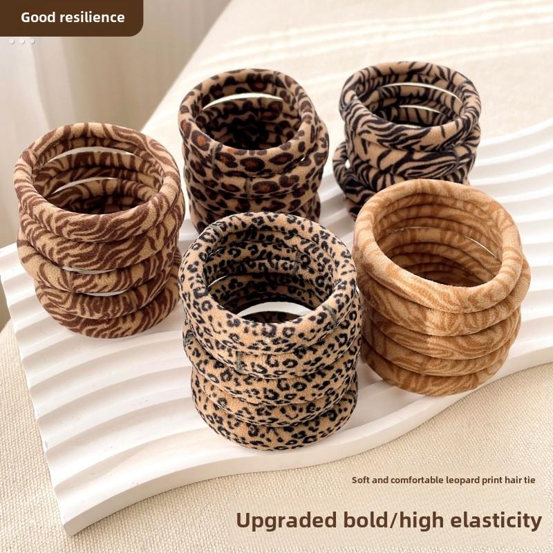 咖啡色豹纹头绳个性耐用高弹力加粗发圈简约气质扎马尾发绳橡皮筋