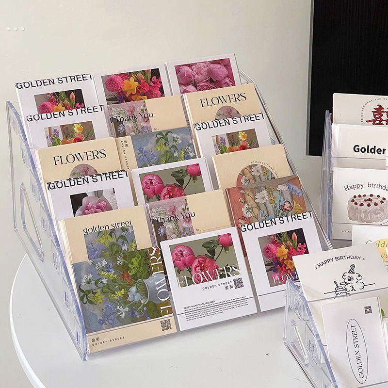 吧唧展示架透明桌面谷子收纳盒阶梯架子立牌卡片徽章亚克力小卡CD