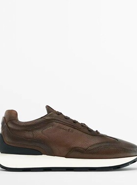 massinno dutti男鞋老爹鞋真皮运动鞋MD圆头系带男士厚底休闲单鞋