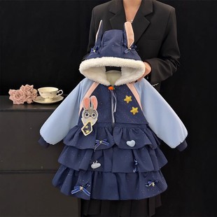 加厚朱迪女童兔子新款克服外套棉衣警官派女孩洋气儿童羽绒秋冬装