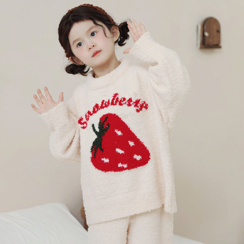 女童加厚半边绒家居服套装
