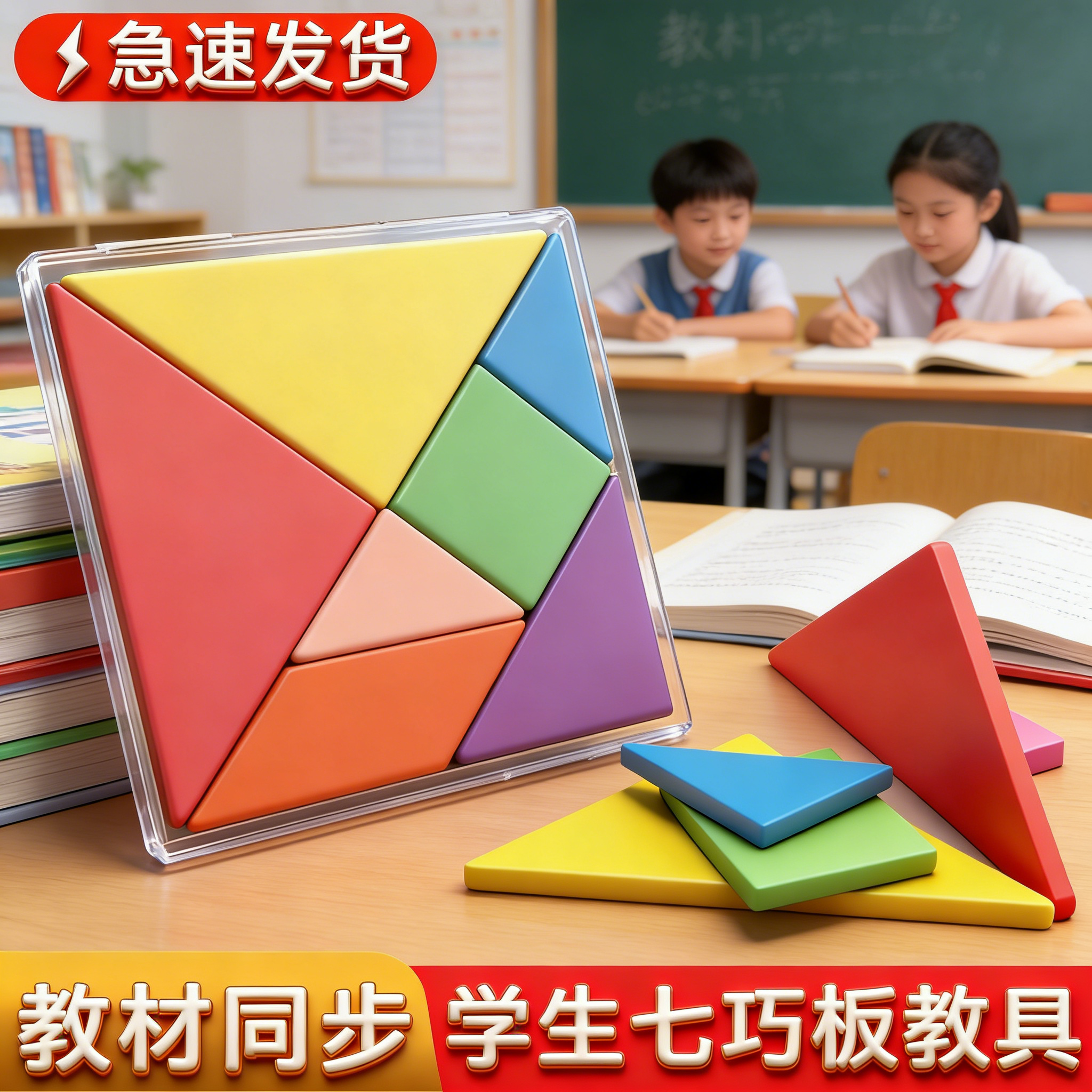 七巧板小学生专用一年级下册教具儿童智力磁力拼图幼儿园早教玩具人教版拼图3到6岁益智数学学具七巧板,文具电教/文化用品/商务用品,教学标本/模型,淘宝优惠券,粉丝福利购,淘宝优惠卷