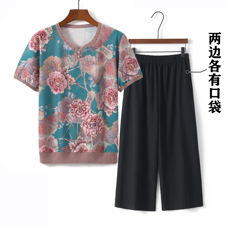 妈妈夏装中老年女上衣洋气t恤