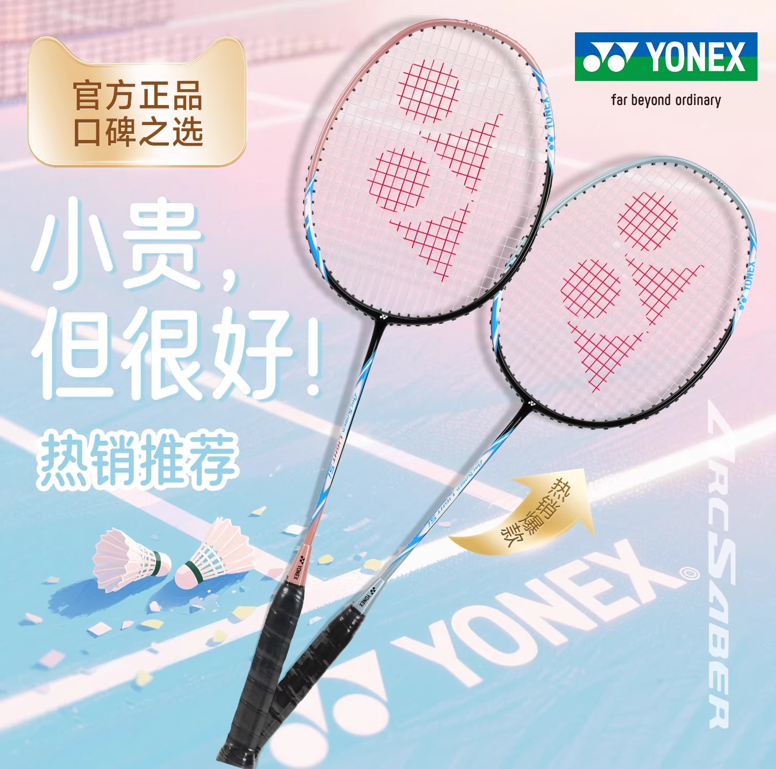 尤尼克斯全碳素羽毛球拍套装