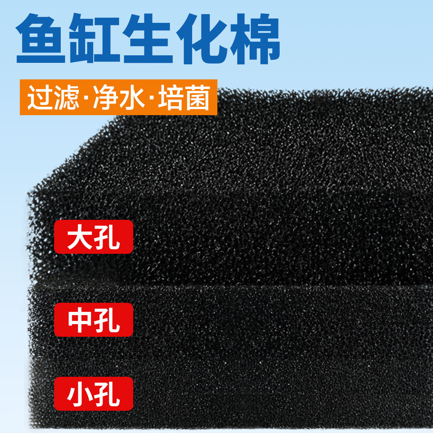 鱼缸生化棉过滤棉黑棉净水培菌过滤材料加厚高密度专用活性炭海绵 - 实物图