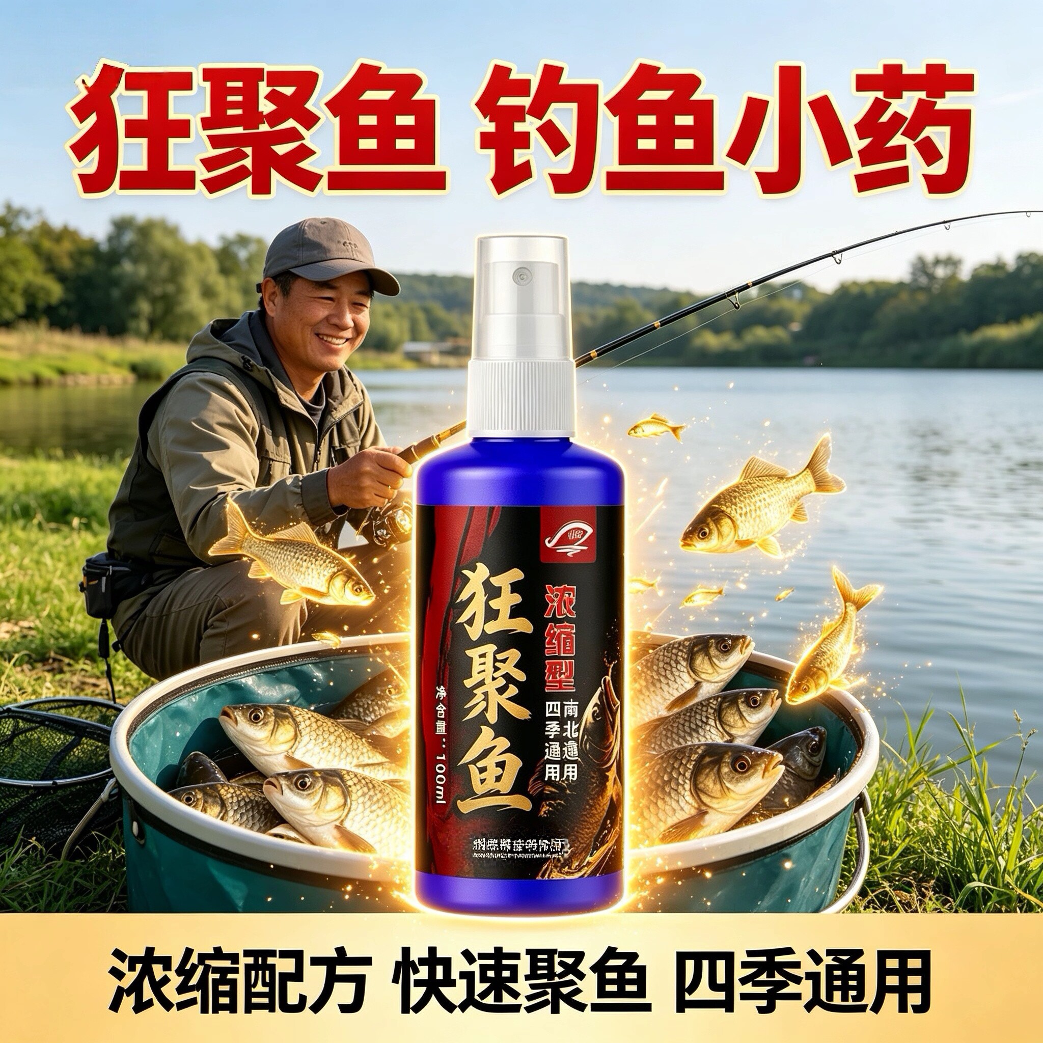 狂聚鱼蓝瓶喷剂钓鱼添加剂鲫鲤青草野钓黑坑四季鱼饵添加剂诱食剂