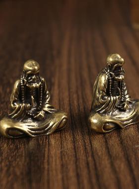 禅意达摩祖师实心黄铜摆件仿古佛祖居家供佛书房镇纸铜器收藏铜器
