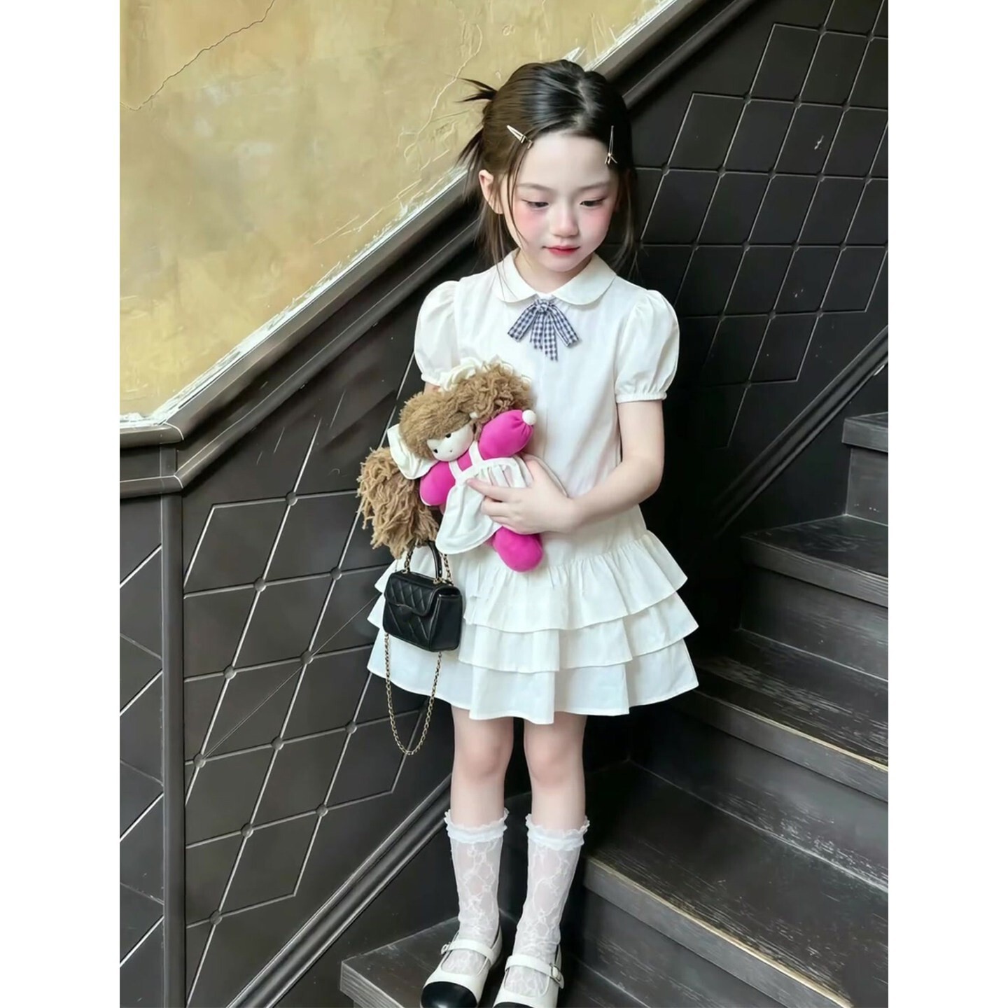 2026夏季女童学院风娃娃领公主裙