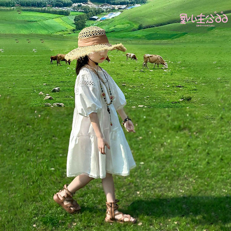 韩国女童夏季加棉亲子度假连衣裙