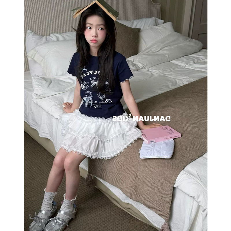 韩版女童夏季甜美T恤纱裙套装