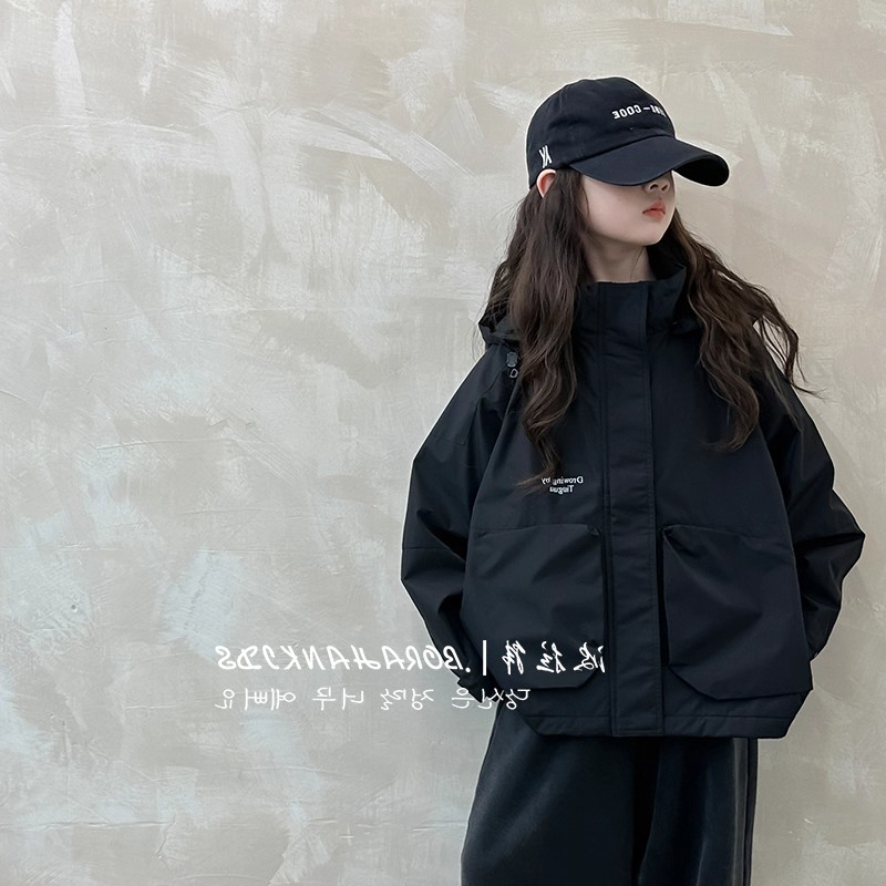 韩国童装女童夹棉连帽外套秋冬款2025男童防风冲锋衣儿童洋气衣服