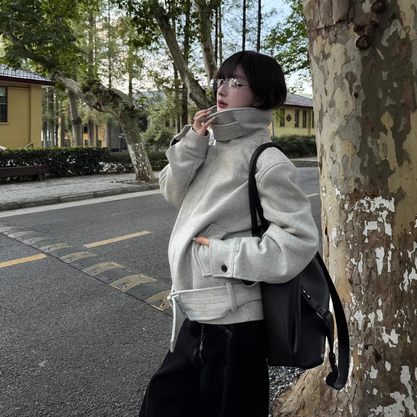 美式重磅绑带羊毛花纱夹克男女正肩合身通勤cleanfit翻领毛呢外套,男装,夹克,淘宝优惠券,粉丝福利购,淘宝优惠卷