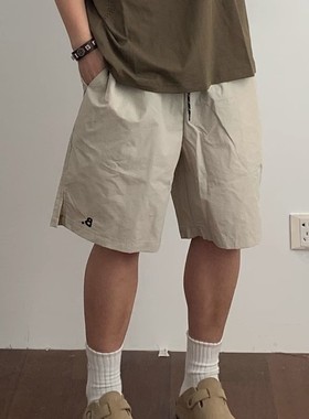 日系复古刺绣五分短裤男女夏季户外运动沙滩裤宽松休闲裤工装裤潮