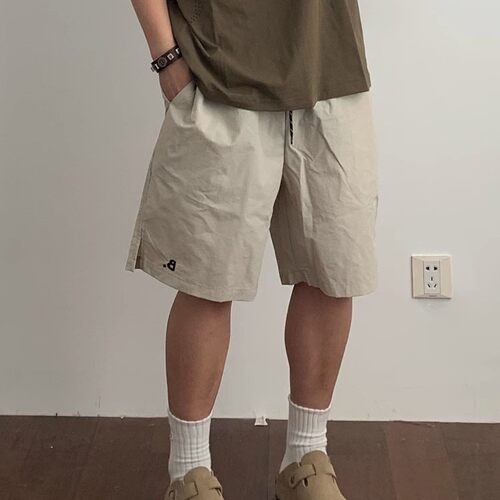 日系复古刺绣五分短裤男女夏季